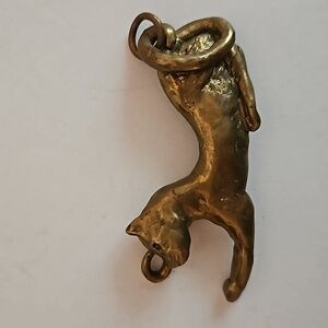 RICHARD KAISH Hand Sculpture d Brass Cat Pendant. THIS IS A VERY SPECIAL PIECE